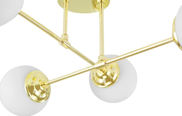 LAMPA WISZĄCA SUFITOWA ŻYRANDOL NOWOCZESNA ZŁOTO KLASYCZNE BIAŁE KULE FINO 4 LED