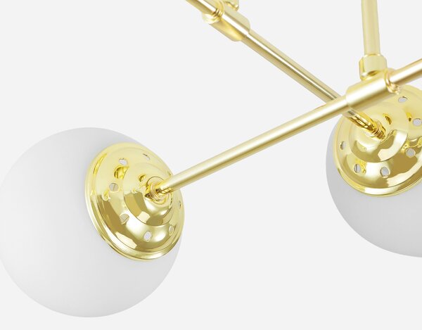 LAMPA WISZĄCA SUFITOWA ŻYRANDOL NOWOCZESNA ZŁOTO KLASYCZNE BIAŁE KULE FINO 4 LED