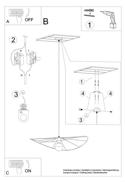 Czarna lampa wisząca ø 70 cm Elliot – Sollux