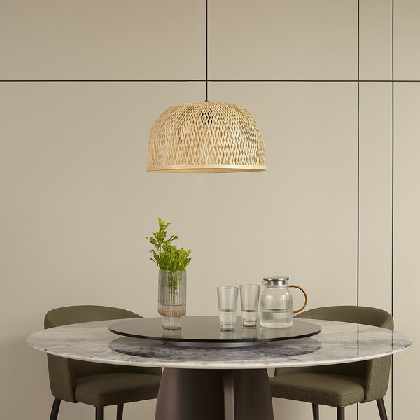 Lampa Wisząca Lindby, Dabila, ściemnialny, drewniany, salon, bambus, boho