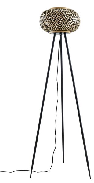 Lampa Podłogowa Lindby, Nerys, drewniany, salon, drewno