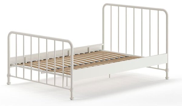 Białe metalowe łóżko dwuosobowe ze stelażem 140x200 cm BRONXX – Vipack