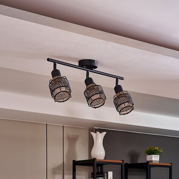 Lampa Sufitowa Lindby, Eudoria, ściemnialny, czarny, salon, metal, nowoczesny