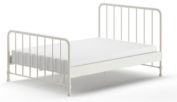 Białe metalowe łóżko dwuosobowe ze stelażem 140x200 cm BRONXX – Vipack