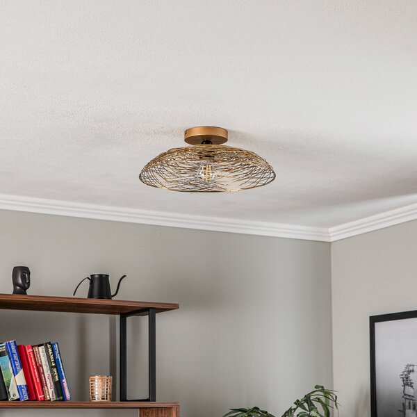 Lampa Sufitowa Lindby, Thorian, ściemnialny, złoty | mosiężny, salon, metal, design