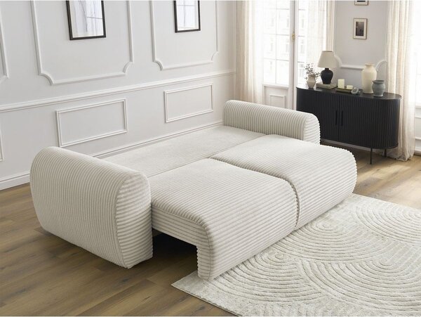 Kremowa sztruksowa rozkładana sofa 257 cm Lucien – Bobochic Paris