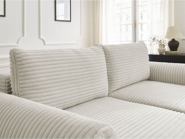Kremowa sztruksowa rozkładana sofa 257 cm Lucien – Bobochic Paris