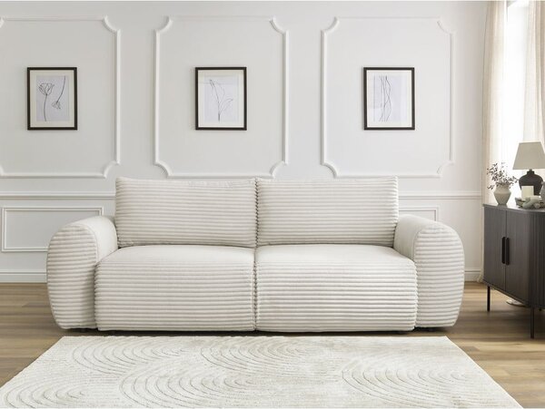 Kremowa sztruksowa rozkładana sofa 257 cm Lucien – Bobochic Paris