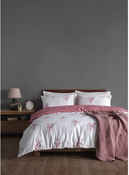 Biało-różowa pościel dwuosobowa z bawełny renforcé 240x220 cm Breeze Floral – Mila Home Luxury