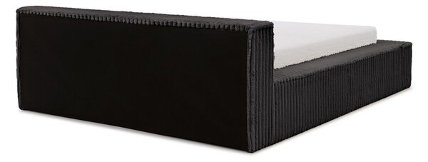 Czarne tapicerowane łóżko dwuosobowe ze schowkiem i stelażem 140x200 cm Cloe – Ropez