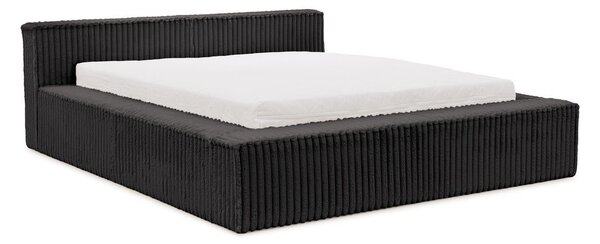 Czarne tapicerowane łóżko dwuosobowe ze schowkiem i stelażem 140x200 cm Cloe – Ropez