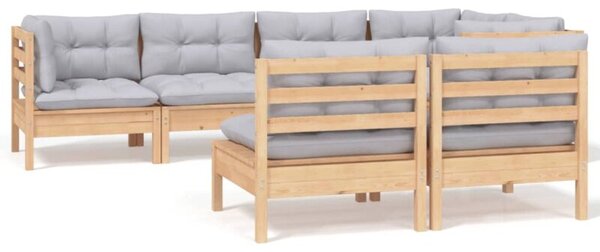 Zestaw Mebli Ogrodowych Komplet Wypoczynkowy Z Poduszkami 7-Częściowy Drewno Na Taras Balkon Ogród