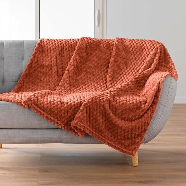 Koc z mikfroflaneli w kolorze terakoty 125x150 cm Mini Frosty – douceur d'intérieur
