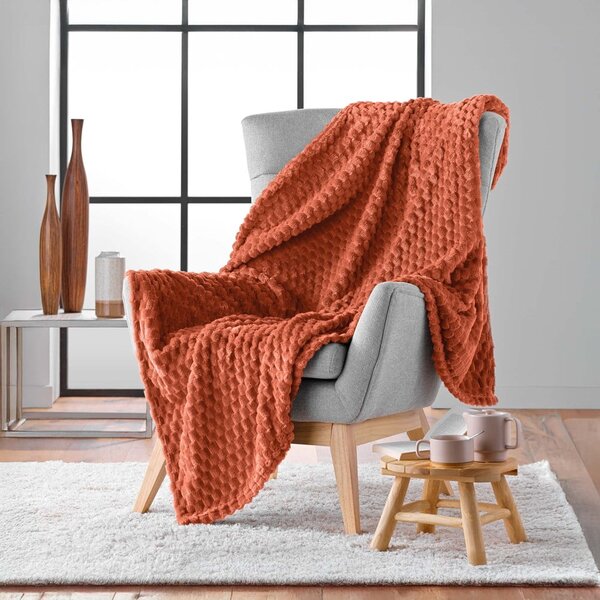 Koc z mikfroflaneli w kolorze terakoty 125x150 cm Mini Frosty – douceur d'intérieur