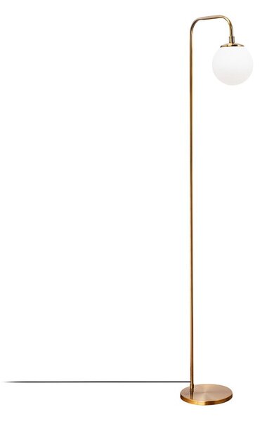 Biała/w kolorze mosiądzu lampa stojąca ze szklanym kloszem (wysokość 146 cm) Viran – Opviq lights