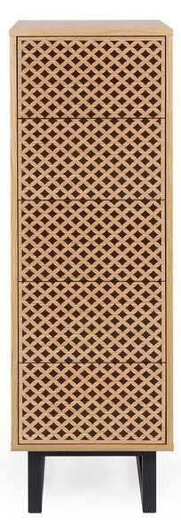 Komoda z drewna brzozowego Woodman Mora Narrow Diamond Print
