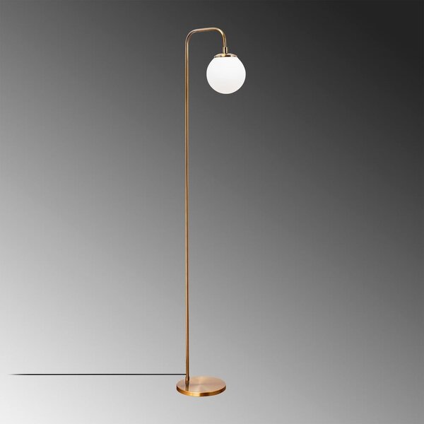 Biała/w kolorze mosiądzu lampa stojąca ze szklanym kloszem (wysokość 146 cm) Viran – Opviq lights
