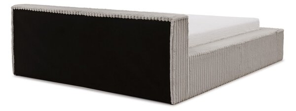 Szare tapicerowane łóżko dwuosobowe ze schowkiem i stelażem 140x200 cm Cloe – Ropez
