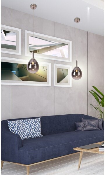 Szara lampa wisząca LED ze szklanym kloszem Lukka – Candellux Lighting