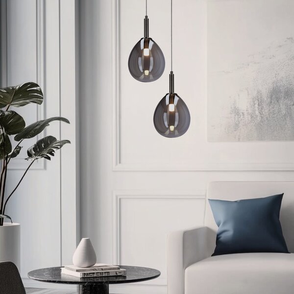 Szara lampa wisząca LED ze szklanym kloszem Lukka – Candellux Lighting