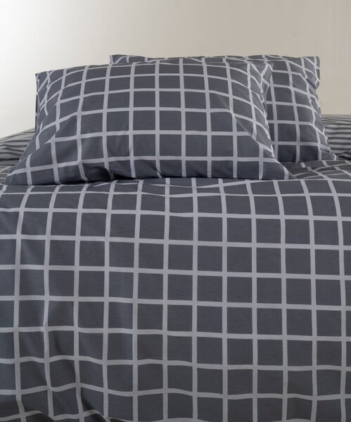Szara pościel jednoosobowa z bawełny renforcé 140x200 cm Linear Calm Geometric – Mila Home Luxury