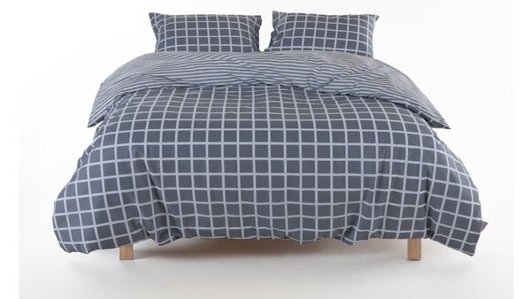 Szara pościel jednoosobowa z bawełny renforcé 140x200 cm Linear Calm Geometric – Mila Home Luxury