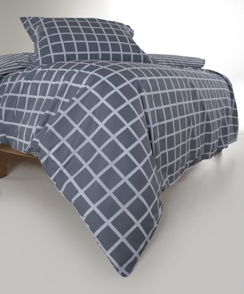 Szara pościel jednoosobowa z bawełny renforcé 140x200 cm Linear Calm Geometric – Mila Home Luxury