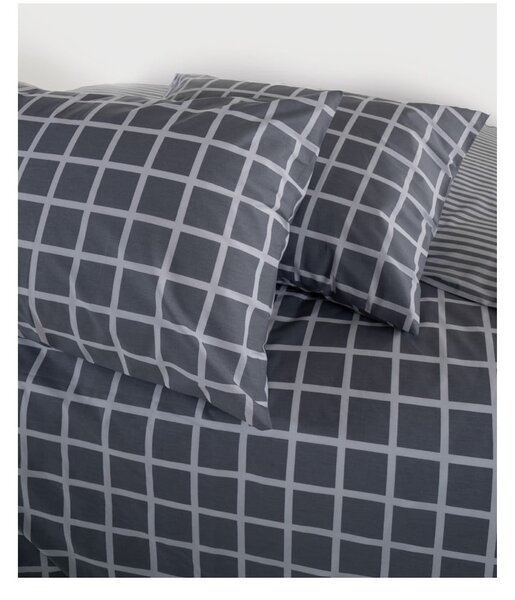 Szara pościel jednoosobowa z bawełny renforcé 140x200 cm Linear Calm Geometric – Mila Home Luxury
