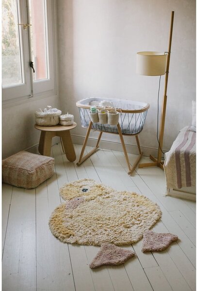 Żółty bawełniany dywan dziecięcy tkany ręcznie odpowiedni do prania 95x120 cm Ducky – Lorena Canals