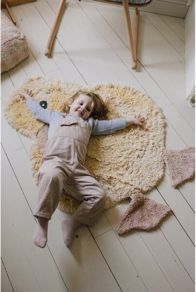 Żółty bawełniany dywan dziecięcy tkany ręcznie odpowiedni do prania 95x120 cm Ducky – Lorena Canals