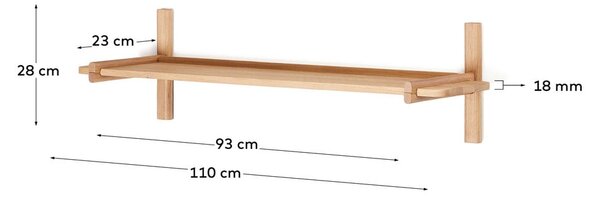 Modułowy system półek z litego drewna dębowego 110x28 cm Sitra – Kave Home