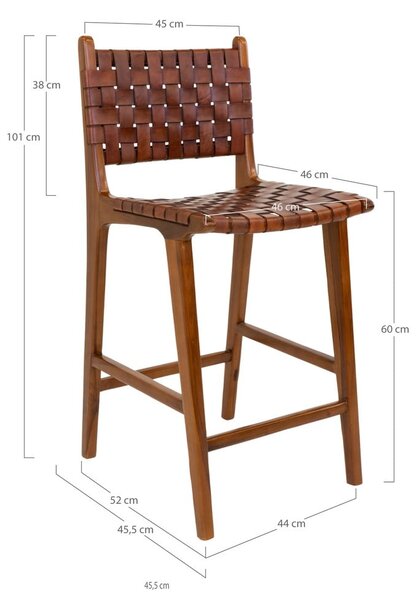 Brązowy hoker z drewna tekowego 101 cm Perugia – House Nordic