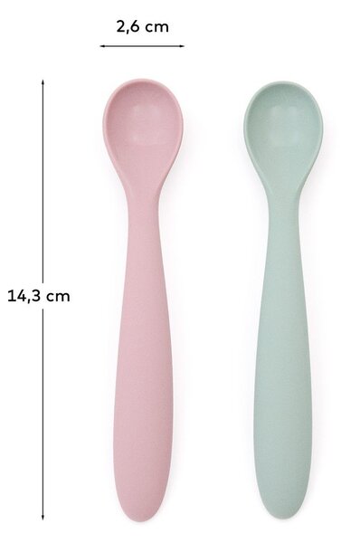 Różowo-turkusowe plastikowo-silikonowe łyżeczki dla dzieci zestaw 2 szt. Lili – Kave Home
