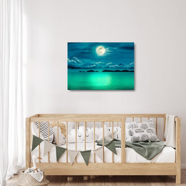 Obraz na szkle - Księżyc w pełni nad powierzchnią (70x50 cm)