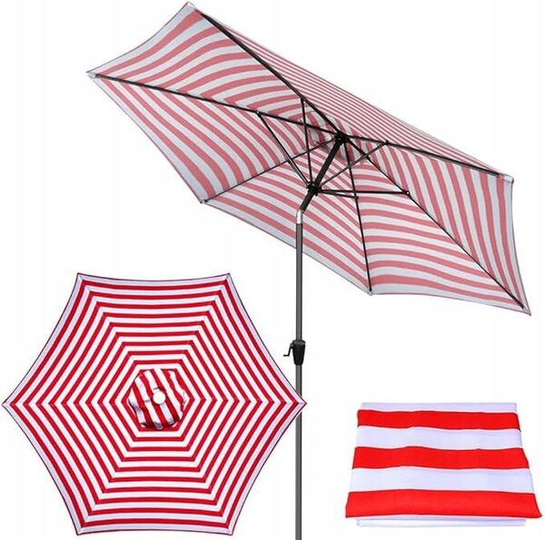 Pokrowiec na Parasol Ogrodowy 300 cm UV30 Biao Czerwony 8 Ramion