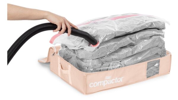 Plastikowy pojemnik próżniowy pod łóżko 65x45x15,5 cm Pink Edition – Compactor