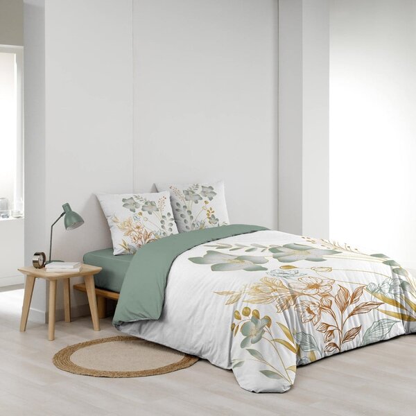 Biało-zielona bawełniana pościel dwuosobowa 240x220 cm Lolita – douceur d'intérieur