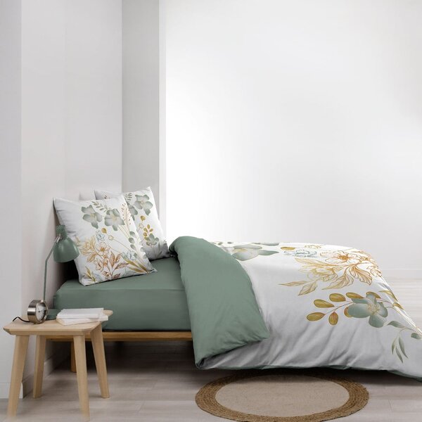 Biało-zielona bawełniana pościel dwuosobowa 240x220 cm Lolita – douceur d'intérieur