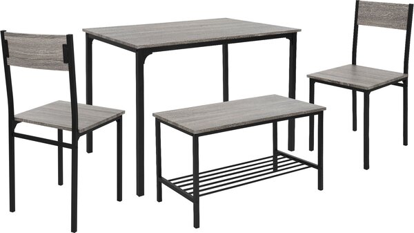 ML-Design zestaw jadalniany dla 4 osób, db-szary, stó z 2 krzesami 1 awka