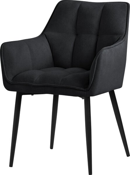 Krzeso do jadalni ML-Design z tkaniny rcznikowej, czarne, z grubym tapicerowanym siedziskiem