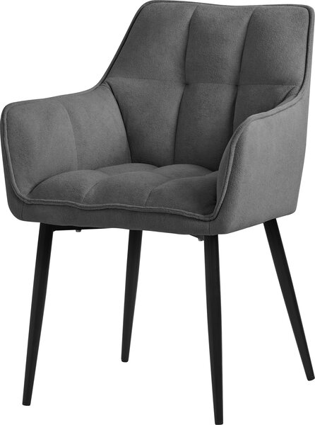 Krzeso do jadalni ML-Design z tkaniny frotte, ciemnoszare, z grubym tapicerowanym siedziskiem