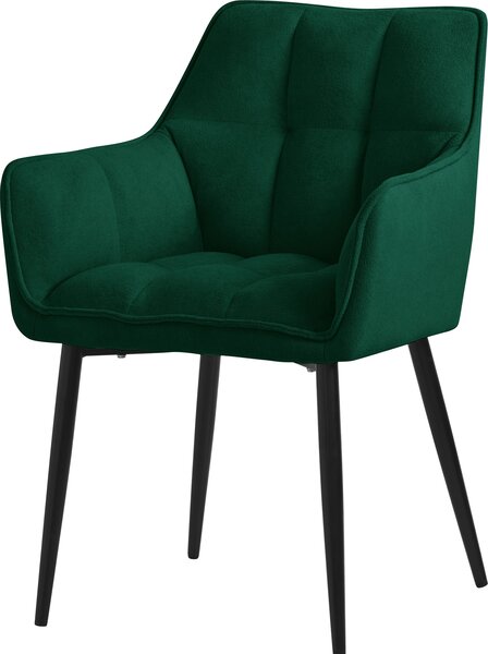 Krzeso do jadalni ML-Design z tkaniny rcznikowej, ciemnozielone, z grubym tapicerowanym siedziskiem