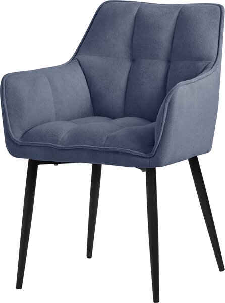 Krzeso do jadalni ML-Design z tkaniny rcznikowej, niebieskie, z grubym tapicerowanym siedziskiem