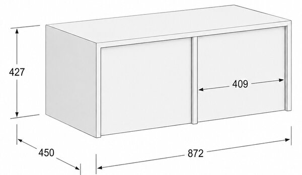 Nadstawka do szaf FRAME, 2x drzwi, 872 x 450 x 427 mm, PUSH-lock, orzech