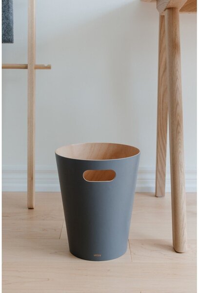 Ciemnoszary biurowy kosz na śmieci 7,5 l Woodrow – Umbra