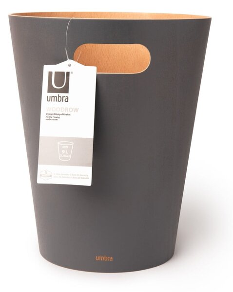 Ciemnoszary biurowy kosz na śmieci 7,5 l Woodrow – Umbra