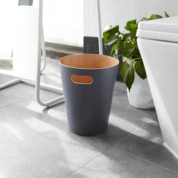 Ciemnoszary biurowy kosz na śmieci 7,5 l Woodrow – Umbra