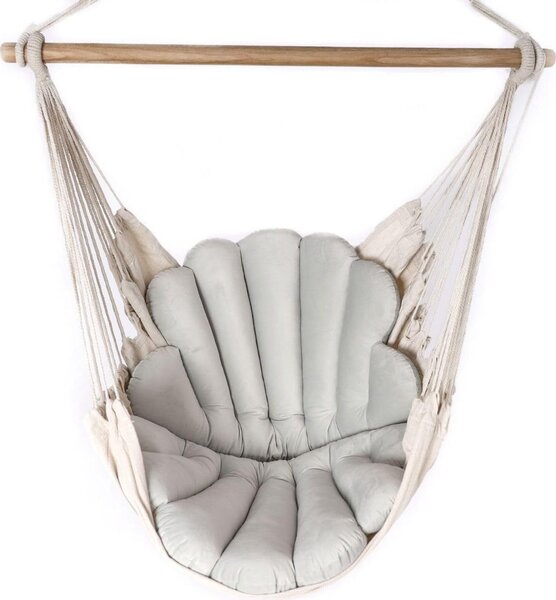 Love Gifts® Fotel wiszcy z 2 poduszkami w ksztacie muszli i zestawem haków sufitowych 130/100 cm - nono 150 kg, fotel wiszcy dla dorosych i dzieci, siedzisko wiszce