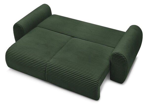 Ciemnozielona sztruksowa rozkładana sofa 257 cm Lucien – Bobochic Paris