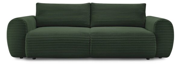 Ciemnozielona sztruksowa rozkładana sofa 257 cm Lucien – Bobochic Paris